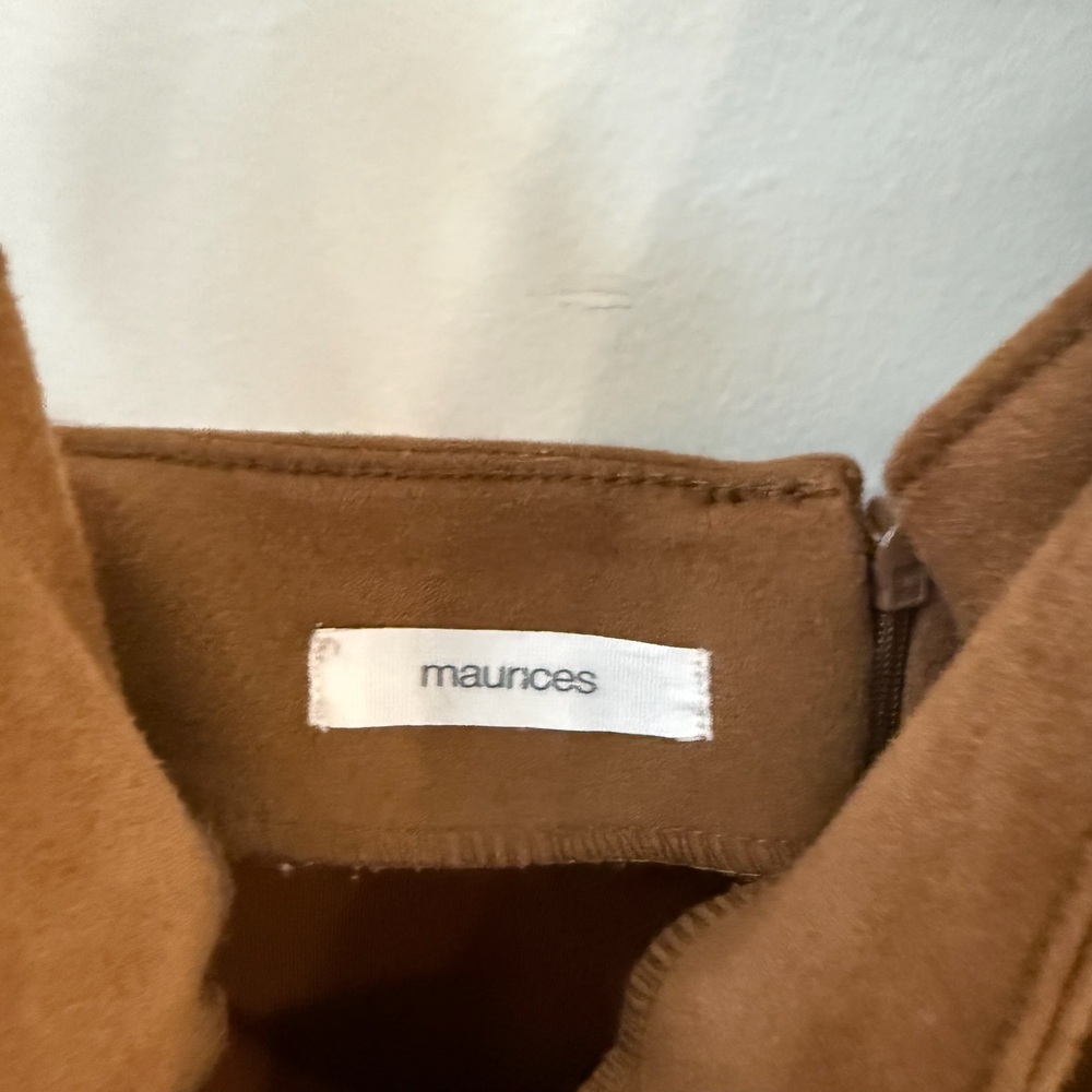 Maurices Cognac Faux Suede Mini Skirt Size 16 - Picture 4 of 5